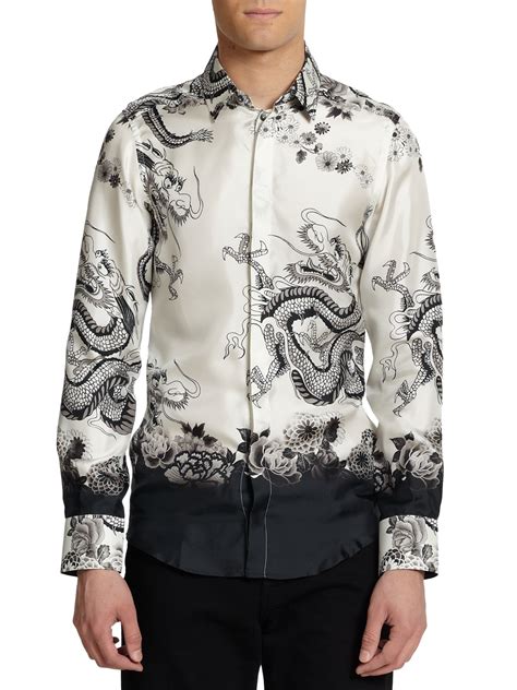 dolce gabbana men black paint white shirt|dolce and gabbana printed shirts.